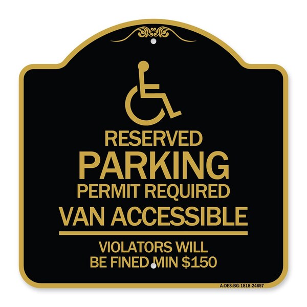 Signmission Connecticut Reserved Parking Permit Required Van Accessible Violators Will Be Fined M, BG-1818-24657 A-DES-BG-1818-24657 - main